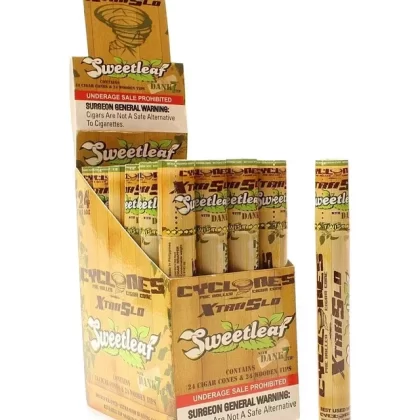 Cyclones Pre-Rolled Cone Blunt Wrap w/ Dank 7 Tip - Flavor#Classico>Ghost Train (Weaved)>Hyphy>Mayhem>Menthosaurus>Sizzlestick (Striped)>Sky Blazer (Weaved)>Sugarcane>Supreme NOS>Sweetleaf>U