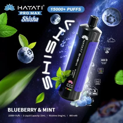 Hayati Pro Max Shisha - FLAVOR#STRAWBERRY WATERMELON>GUM & MINT>GRAPE MINT>MAGIC LOVE>BRU ICE RUBI LYCHEE>RASPBERRY KIWI FRESH MIST>PEACH ICE>LUCID DREAM>DOUBLE APPLE>BLUEBERRY & MINT>WATERM (FEF8D3)