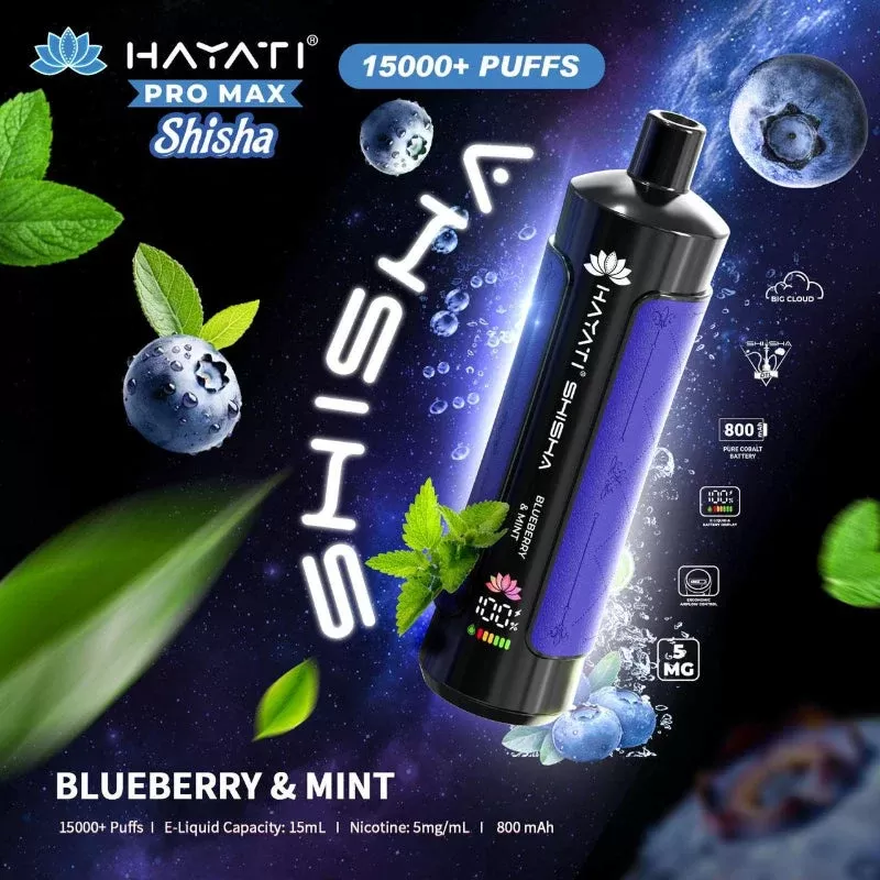 Hayati Pro Max Shisha - FLAVOR#STRAWBERRY WATERMELON>GUM & MINT>GRAPE MINT>MAGIC LOVE>BRU ICE RUBI LYCHEE>RASPBERRY KIWI FRESH MIST>PEACH ICE>LUCID DREAM>DOUBLE APPLE>BLUEBERRY & MINT>WATERM (FEF8D3)