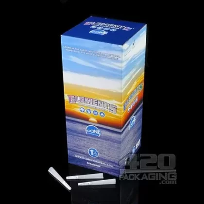 ELEMENTS | Ultra Thin 1 1/4 Size Pre-Rolled Rice Cones | 84mm – Rice Paper – 900 Count