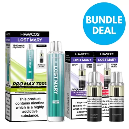 Hawcos X Lost Mary Pro Max 7000 Kit And Pods Bundle - Apple pear / Banana Ice / Berry Fusion / Blue Razz Lemonade / Blue Razz Gami / Blueberry Sour Raspberry / Cherry Cola / Cloudd Ice / Fruit Medley