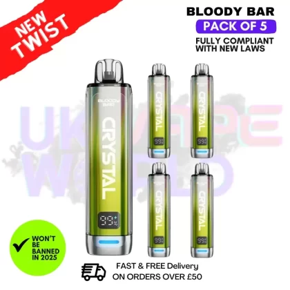 Lemon Lime Bloody Bar Crystal 10K Puff Pack Of 5