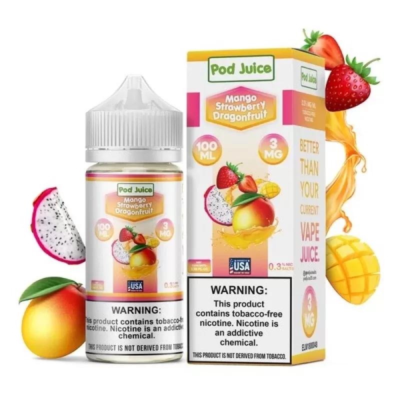 Pod Juice Mango Strawberry Dragonfruit E-juice 100ml - Vape Product, Vape Product