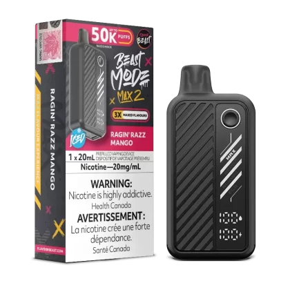 Beast Mode Max 2 50K Ragin’ Razz Mango Iced By Flavour Beast