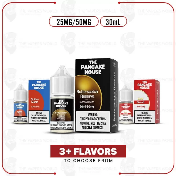The Pancake House 30ml Salt E-Juice - Vape Product, Vape Product; Butterscotch Reserve, Gold Biscoff (2DA55B)