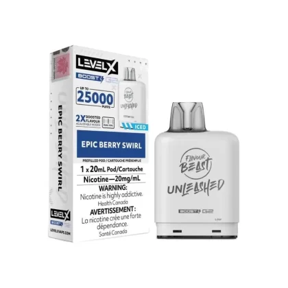 Level X Boost Flavour Beast Unleashed G2 Pods – Epic Berry Swirl, 25K Puffs
