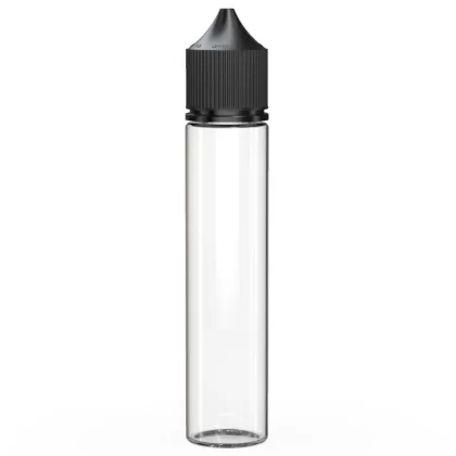 CHUBBY GORILLA | Child Resistant Unicorn V3 PET Dropper Bottles w/ Black Lid | 75mL – Clear – 500 Count