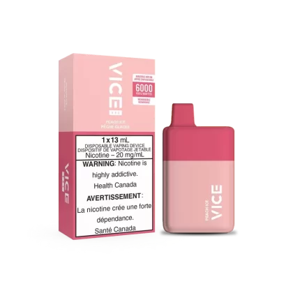 Vice Box Rechargeable Disposable Vape – 6000 Puffs – Peach Ice – Nicotine Free