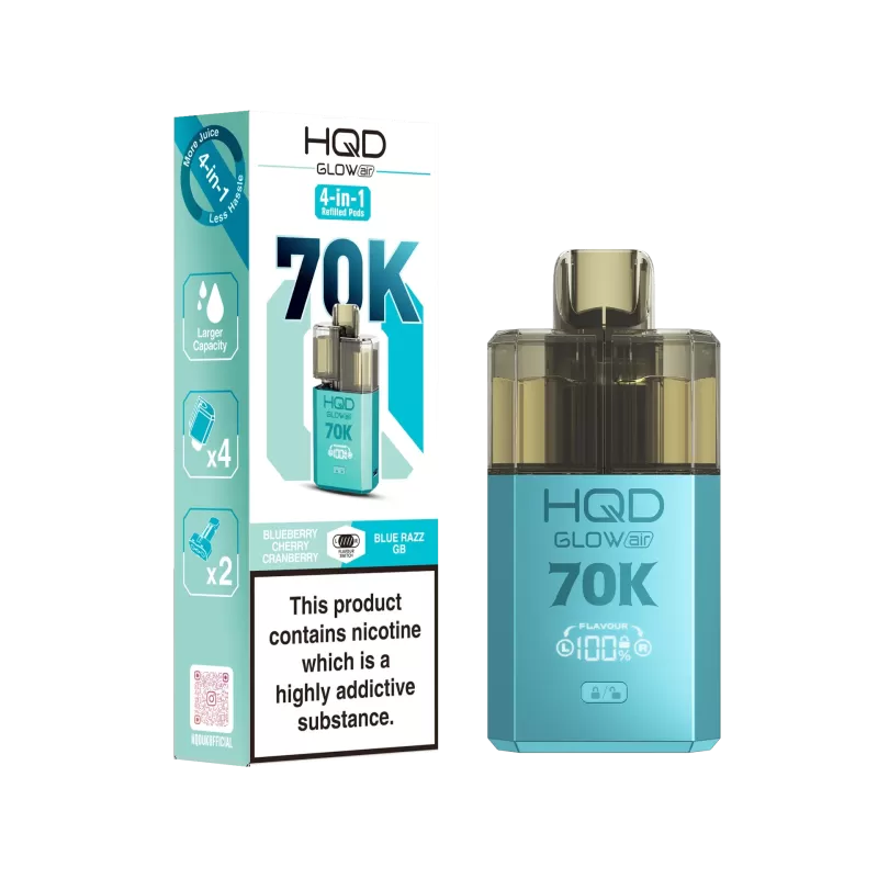 HQD Glow Air 70K Prefilled Pod Kit - Blueberry Raspberry / Blue Sour Raspberry - Image 3