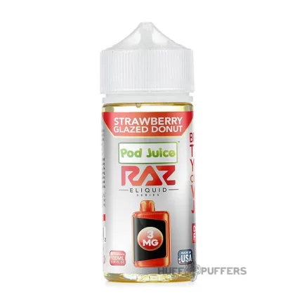 Pod Juice X Raz – Strawberry Glazed Donut 100mL - Nicotine Strength#0mg>3mg>6mg