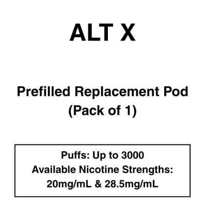 alt. X – Prefilled Replacement Pod – 1 Pod - Apple, Blackberry - Ice edition; 20mg/ml, 28.5mg/ml; Apple, Berry