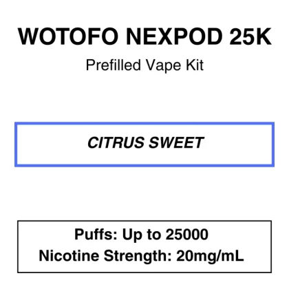 Wotofo – Nexpod 25K – Prefilled Vape Kit – Citrus Sweet