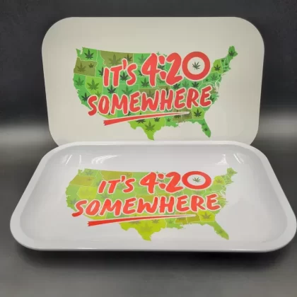 Pulsar Metal Rolling Tray w/ Lid | 420 Somewhere | 11″x7″