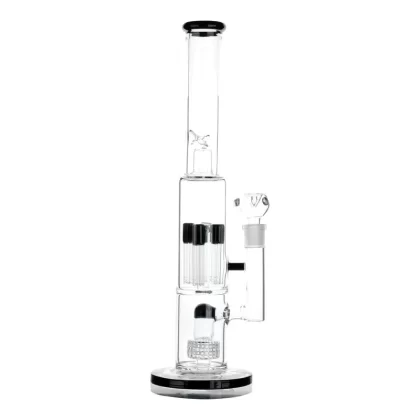 Quad Octo Perc Bong – 17in - Color#White>Black>Teal