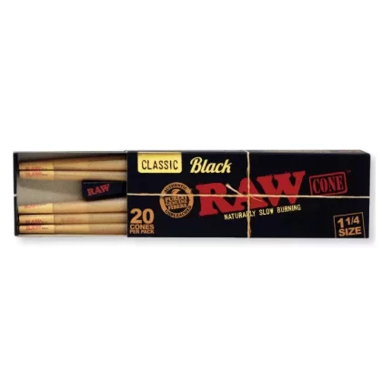 RAW Black Cones 1 1/4 20pk - Ejuicewarehouse