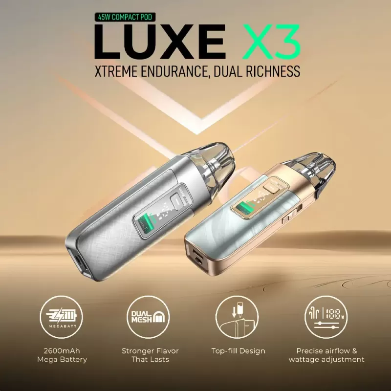 Vaporesso LUXE X3 45W Pod Kit - Carbon Black, Fluid Blue - Image 2