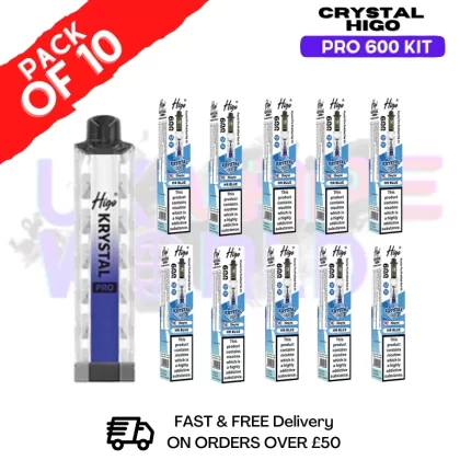 Mr Blue HIGO Crystal Pro 600 Puff Kits Box Of 10