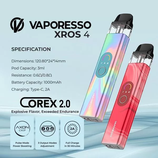 Vaporesso XROS 4 Vape Kit - Black, Blue (D90828)
