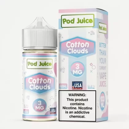 Pod Juice Cotton Clouds 100mL 70% VG Cotton Candy Vape - Uwinvapeaustralia
