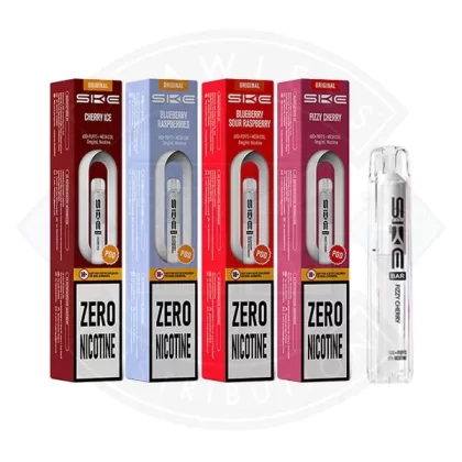 SKE Bar 600 ZERO NICOTINE Prefilled Pod - Flavour#Banana Ice>Blue Razz Lemonade>Blueberry Cherry Cranberry>Blueberry Raspberries>Blueberry Sour Raspberry>Cherry Ice>Fizzy Cherry>Fresh Mentho