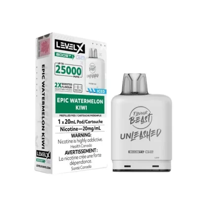 Level X Boost Flavour Beast Unleashed G2 Pods – Epic Watermelon Kiwi, 25K Puffs
