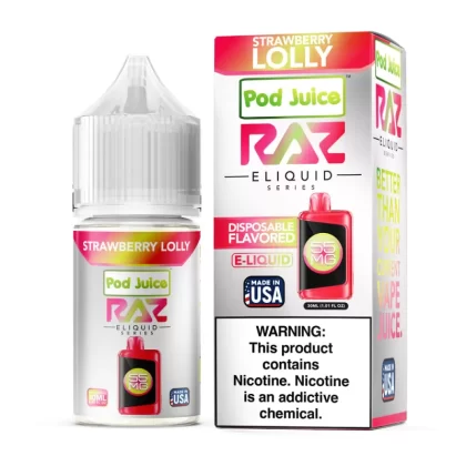 Pod Juice X RAZ Salt - Strawberry Lolly - 30ML E-Liquid - 55MG