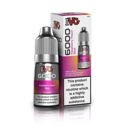 IVG 6000 Raspberry Peach Bliss Nic Salt Vape Juice - Strength 10mg