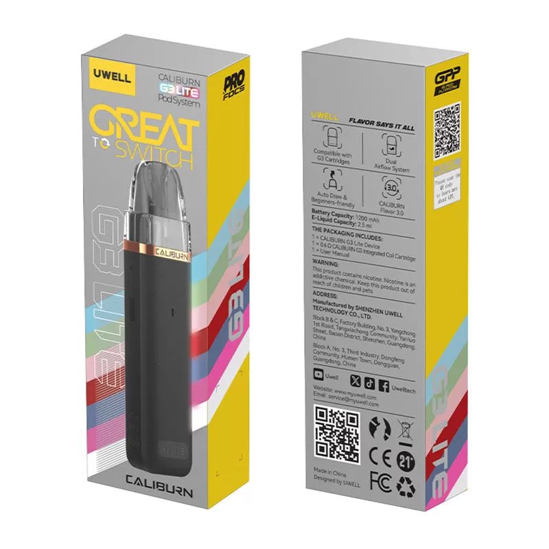 Uwell Caliburn G3 Lite Pod Kit 1200mAh 2.5ml - Space Black - Image 3