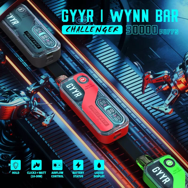 GYYR x Wynn Bar Challenger 30K Puff powered by PYNE POD Disposable Device - 30000 Puffs - Blue Razz Ice (Sealed w/o box) - Image 2