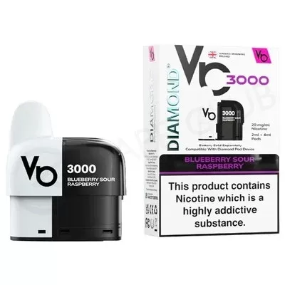 Blueberry Sour Raspberry Vapes Bars Diamond 3000 Refill Pack
