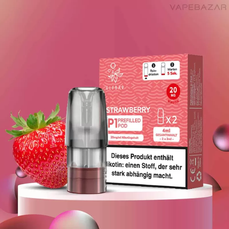 Elf Bar Mate 500 – Strawberry – Prefilled Liquid Pod – 2er Pack - 500 mAh