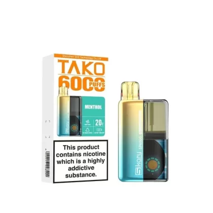 SKE Sikary TAKO SP6000 Prefilled Pod Kit - Flavour#Menthol>Cola>Blueberry Raspberries>Strawberry Ice>Kiwi Passionfruit>Bull Ice>Triple Mango>Lemon Lime>Cherry Ice