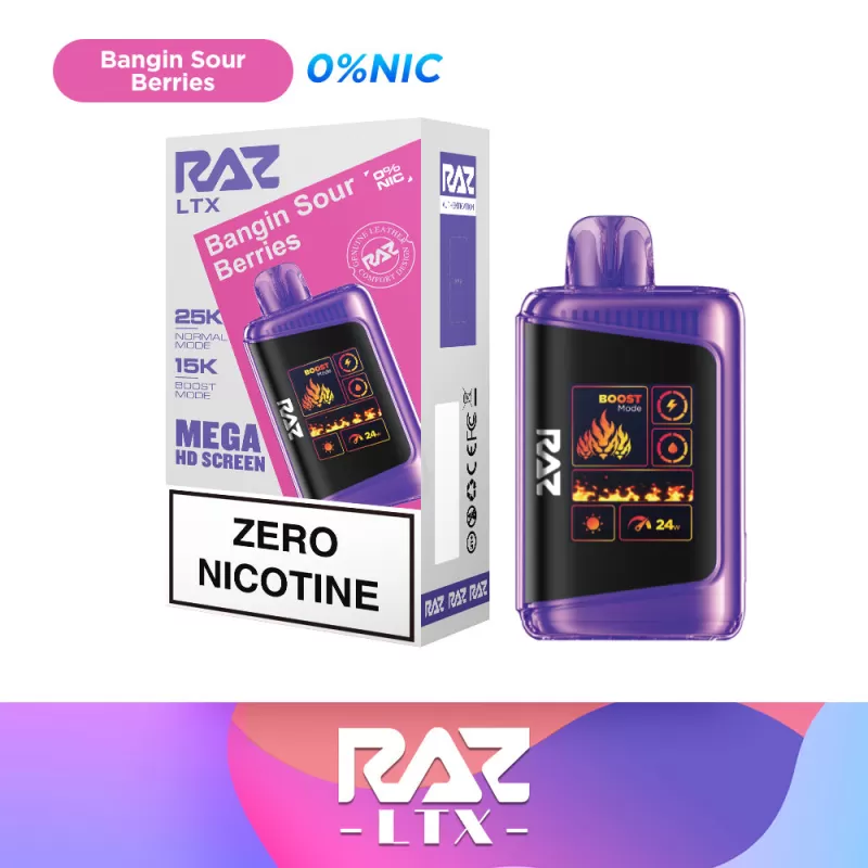 RAZ LTX 25K Zero Nicotine Disposable Device – 25,000 Puffs - Razzle Dazzle (0% Nic) - Image 2