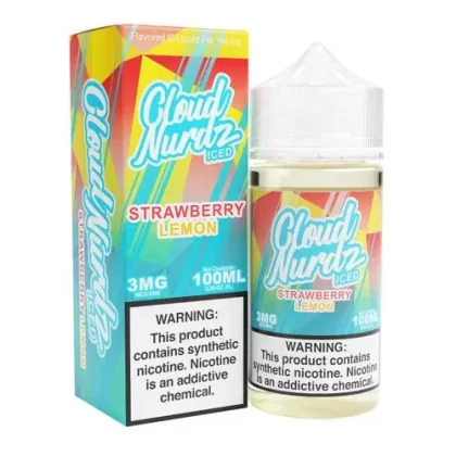 Cloud Nurdz Iced Strawberry Lemon Synthetic Nicotine 100ml E-Juice