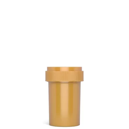 Child Resistant | Opaque Gold Blank Cap Reversible Vials | 20dr – 3.5g – 240 Count