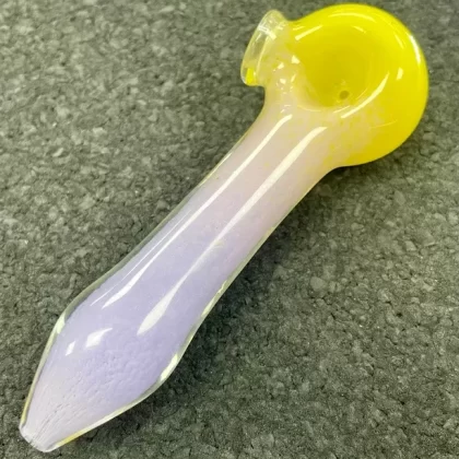 Three Tone Frit Pipe – Yellow, pink & purple #3