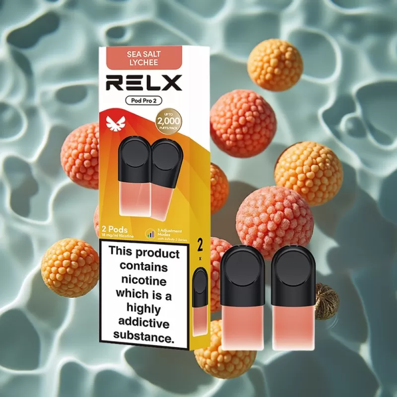 RELX Pod Pro 2 Sea Salt Lychee 1.8% Nicotine 600 Puffs 1.9ml Pod 3 Voltage Modes - Bangvapeaustralia