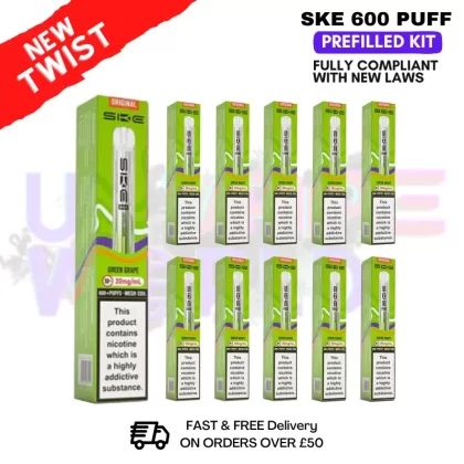Green Grape – Crystal Bar Puffs 600 SKE Box Of 10