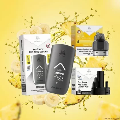 Arcbear Pro 15000 Starterkit – Banana Pineapple 20mg/ml Nikotin - Banane / Ananas / 20mg/ml / bis zu 15000 / USB-C / 1000 mAh / 10 ml / Dual-Mesh / ECO 12 W / BOOST 20 W