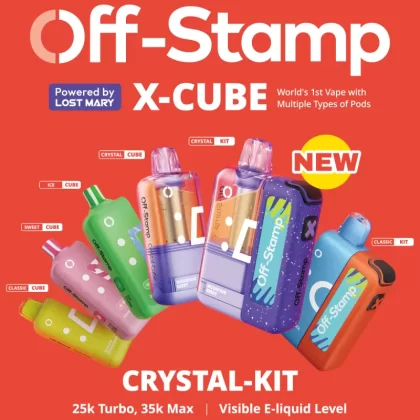 Off-Stamp X-CUBE "CRYSTAL CUBE" 35K Disposable KIT Powered By LOST MARY – 35000 Puffs - Blue Razz Grape Ice