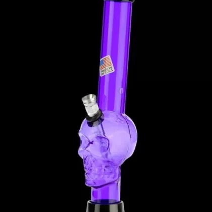 Purple Acrylic Straight Skull Base Bong