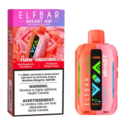 Elf Bar MixArt 40K Disposable Vape Device - Red Raspberry Strawberry 20ml - 20mg/ml