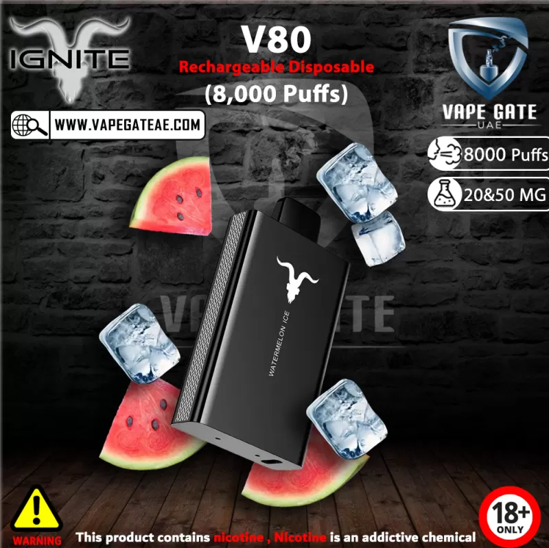 IGNITE - V80 Rechargeable Disposable Vape (8000 Puffs) - 50 mg / Grape Ice - Image 3