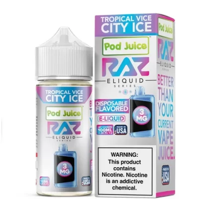 RAZ x Pod Juice Synthetic E-Liquid 100ml - Miami Mint / 6mg - Vapeciga