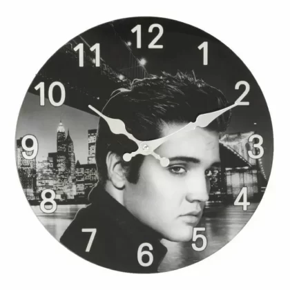 Black Widdop Hometime Wall Clock Icon Elvis Presley The King Design