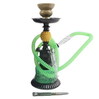11″ Hookah Single Hose – Golden Pearl Shape – Green - Eliquidsupply