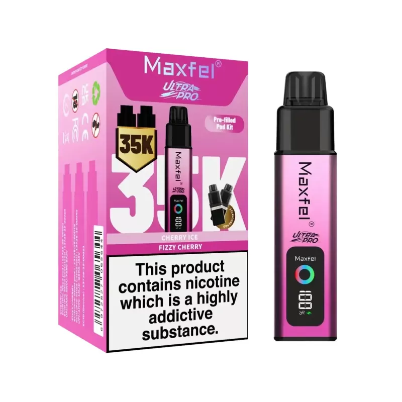 Maxfel Ultra Pro 35K Prefilled Pod Vape Kit - Red Apple Ice / Sour Apple - Image 3