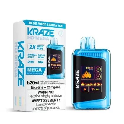 Kraze HD Mega Disposable Vape – 20K Puffs – Blue Razz Lemon Ice