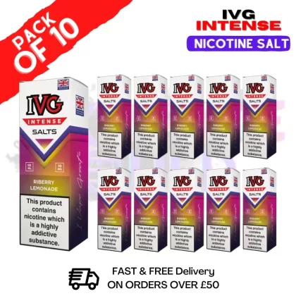 Riberry Lemonade IVG Intense Nic Salt Box Of 10