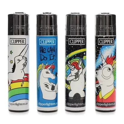 Clipper “Unicorn” Lighter - Style#Dab>Middle Finger>Scream>We Can Do It (61A12B)